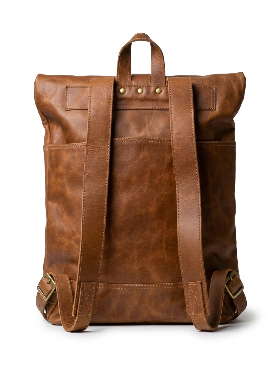 MOCHILA QUILLAY DE CUERO CAFÉ