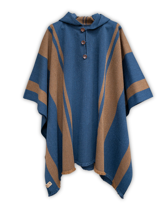 PONCHO AZUL CAMEL - ALPACA