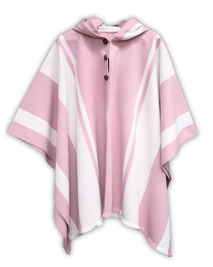 PONCHO ROSA BLANCO - LANA Y ALPACA