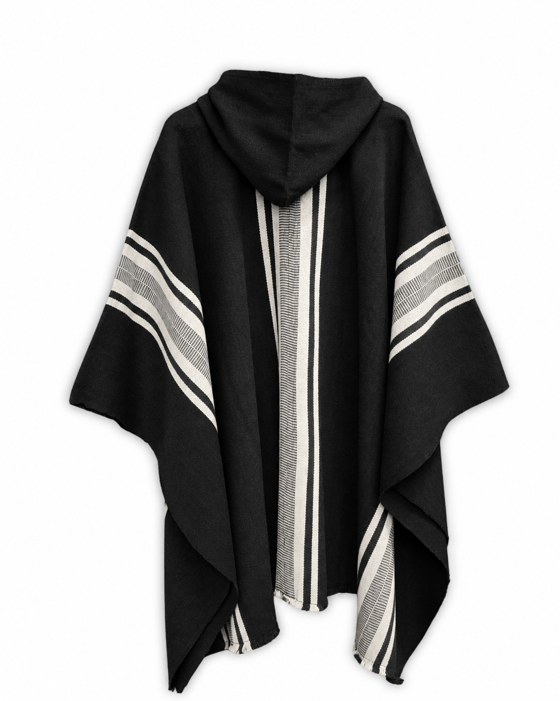 PONCHO NEGRO BLANCO - ALPACA