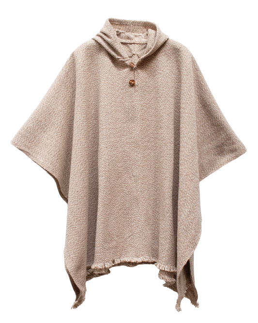 PONCHO PREMIUM BEIGE-BLANCO