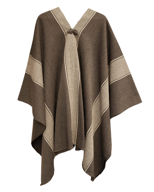 PONCHO CAFÉ MORO SIN CAPUCHA - ALPACA