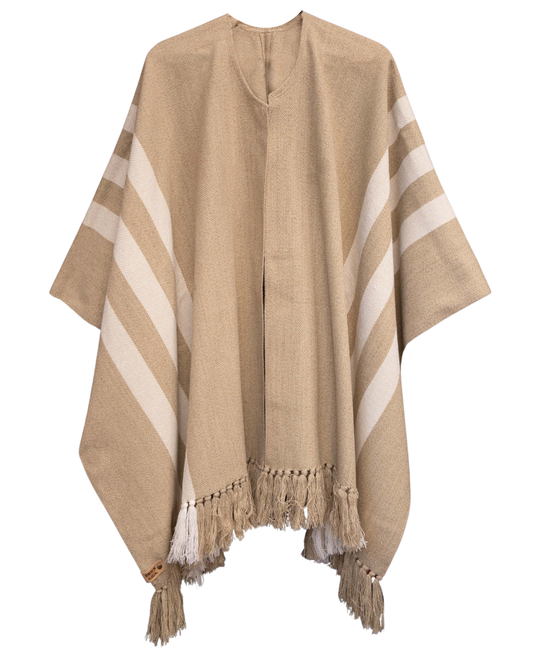 RUANA BEIGE LÍNEAS - ALPACA