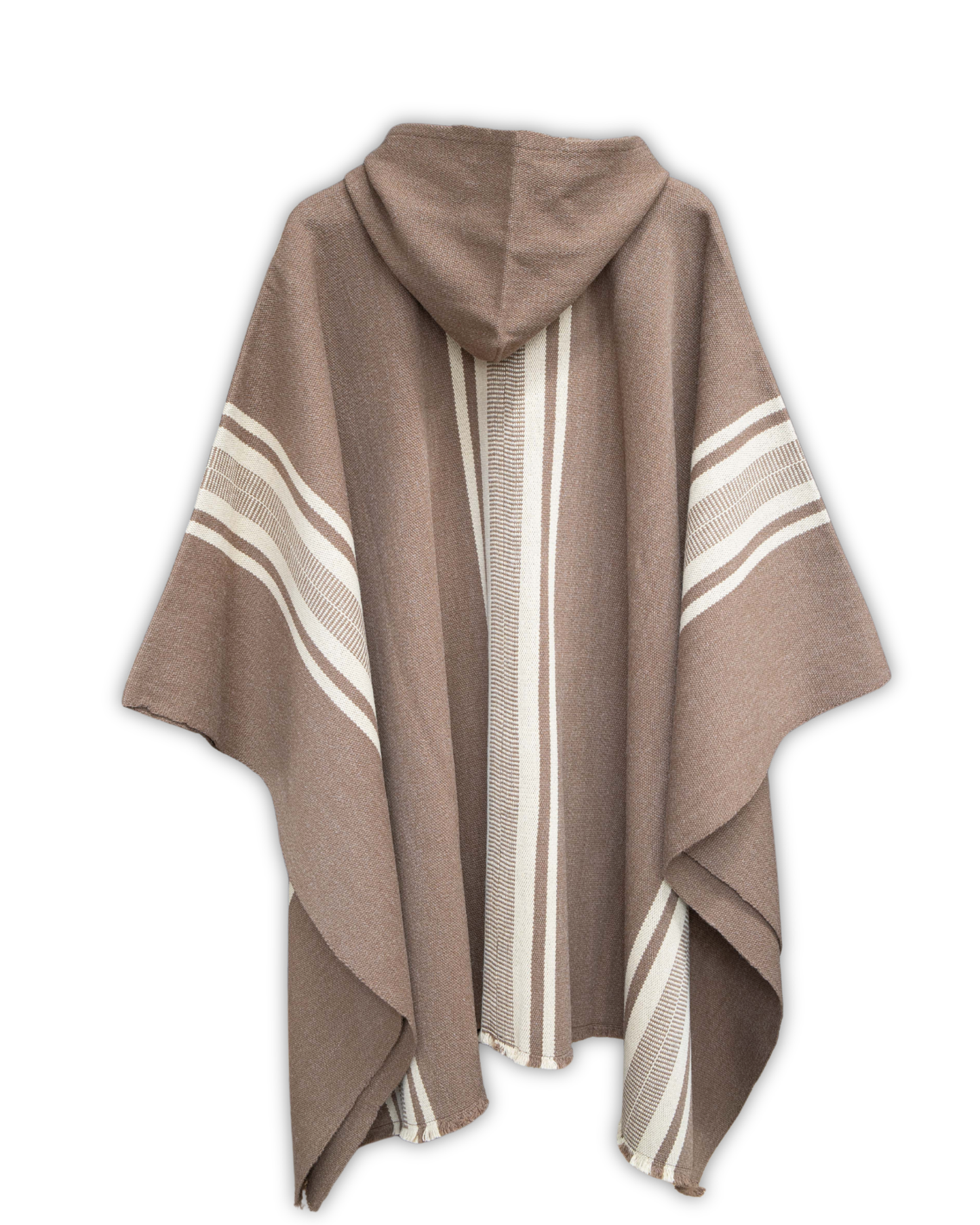 PONCHO CAFÉ LINEAS BEIGE - ALPACA