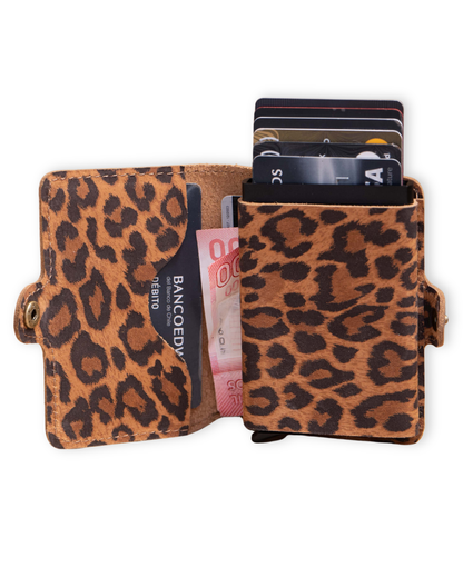 BILLETERA DE CUERO ANIMAL PRINT ANTICLONACIÓN
