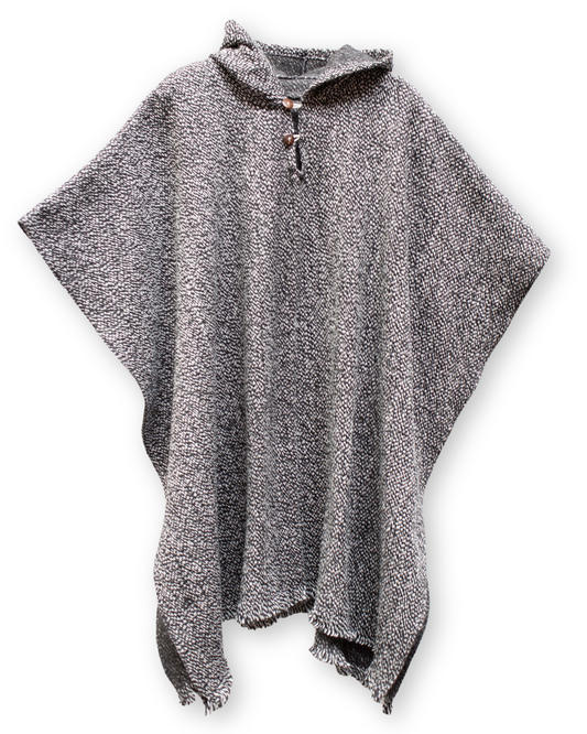PONCHO CLÁSICO NEGRO - BLANCO