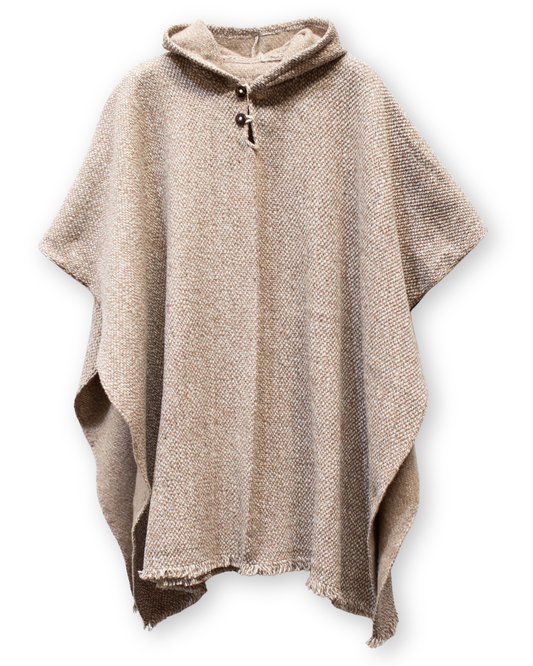 PONCHO CLÁSICO BEIGE - BLANCO