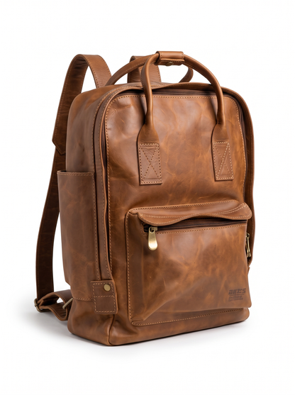 MOCHILA LENGA DE CUERO CAFÉ