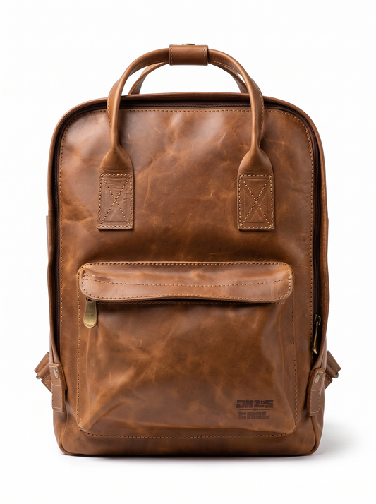 MOCHILA LENGA DE CUERO CAFÉ