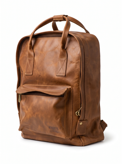 MOCHILA LENGA DE CUERO CAFÉ