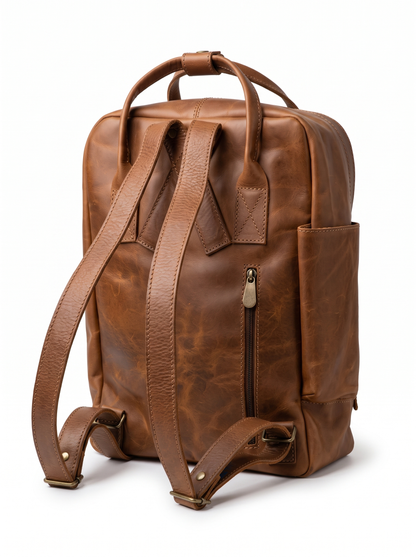 MOCHILA LENGA DE CUERO CAFÉ