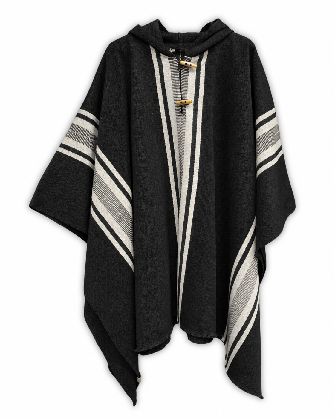 PONCHO NEGRO BLANCO - ALPACA