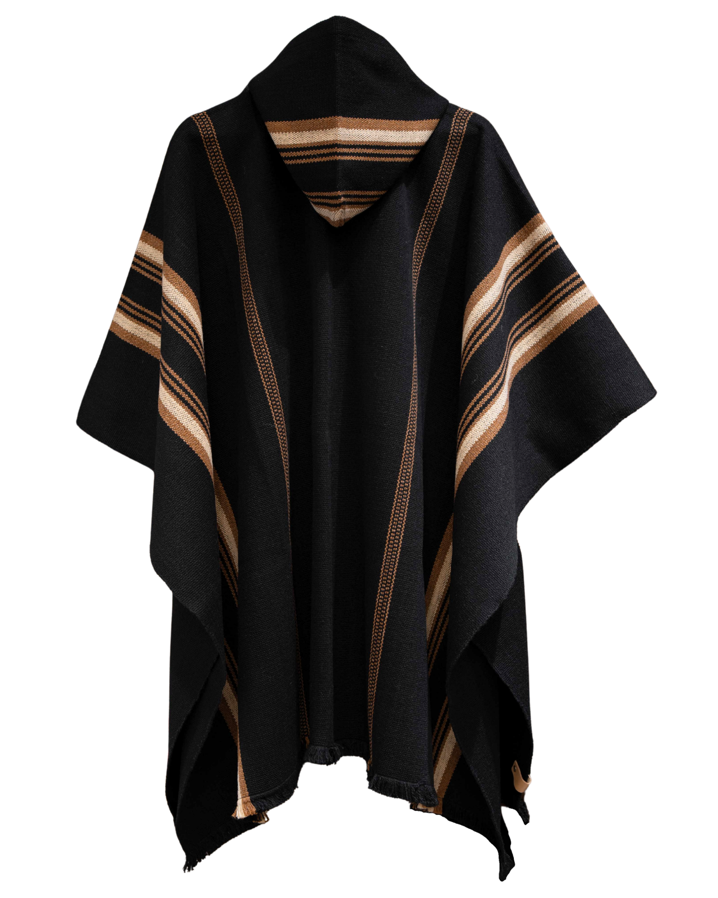 vistra trasera poncho de alpaca negro con lineas