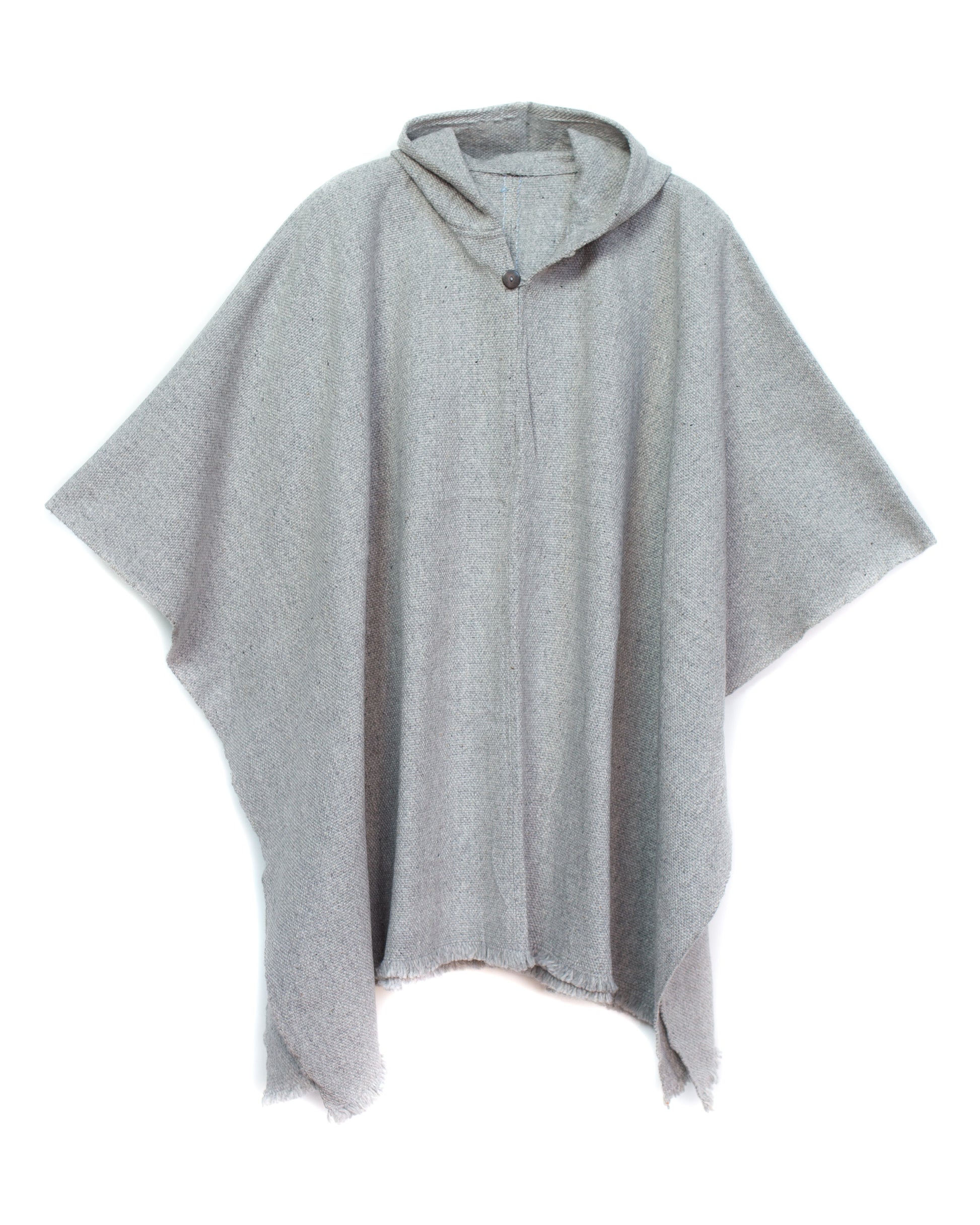 poncho premium de lana gris perla claro hecho en telar a mano